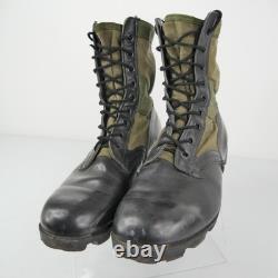 Bottes de combat pour homme, taille 11,5, vertes et noires, en cuir et toile, militaires, à lacets, tactiques