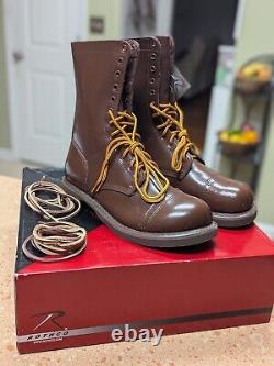 Bottes de saut militaires en cuir marron Rothco de 10 pouces, lacées tactiques de l'armée (Lisez !)