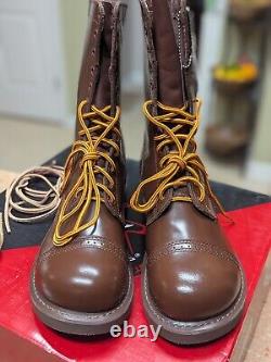 Bottes de saut militaires en cuir marron Rothco de 10 pouces, lacées tactiques de l'armée (Lisez !)