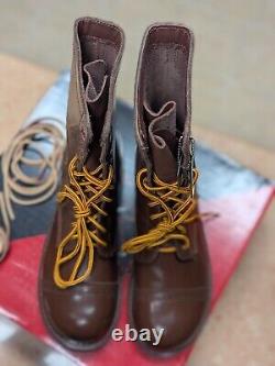 Bottes de saut militaires en cuir marron Rothco de 10 pouces, lacées tactiques de l'armée (Lisez !)