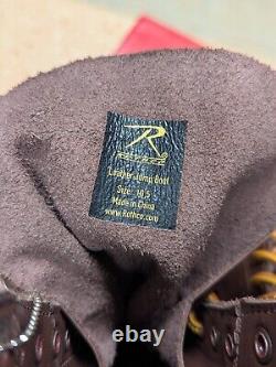 Bottes de saut militaires en cuir marron Rothco de 10 pouces, lacées tactiques de l'armée (Lisez !)