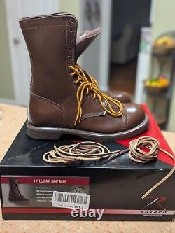 Bottes de saut militaires en cuir marron Rothco de 10 pouces, lacées tactiques de l'armée (Lisez !)