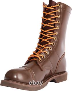 Bottes de saut militaires en cuir marron Rothco de 10 pouces, tactiques, à lacets, impact