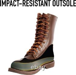 Bottes de saut militaires en cuir marron Rothco de 10 pouces, tactiques, à lacets, impact