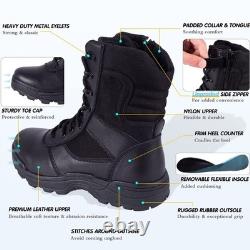 Bottes de travail tactiques militaires pour hommes, avec zip latéral, bottes de combat jungle armée, noires