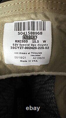 Bottes militaires tactiques imperméables et isolées 400G Rocky S2V larges 10,5 en brun coyote