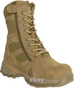 Bottes tactiques de déploiement de combat à fermeture éclair latérale en cuir coyote AR 670-1 avec embout composite