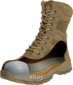 Bottes tactiques de déploiement de combat à fermeture éclair latérale en cuir coyote AR 670-1 avec embout composite