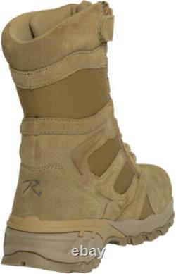 Bottes tactiques de déploiement de combat à fermeture éclair latérale en cuir coyote AR 670-1 avec embout composite