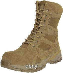 Bottes tactiques de déploiement de combat à fermeture éclair latérale en cuir coyote AR 670-1 avec embout composite