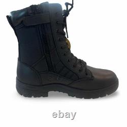 Bottes tactiques noires Wideway Men pour combat militaire et sécurité, avec zip sur le côté, taille 10