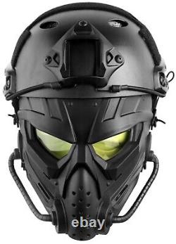 Casque de combat tactique combo + masque Airsoft Paintball Militaire Chasse style PJ