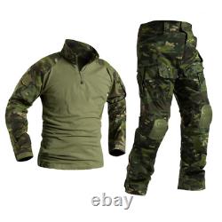 Chemise de uniforme tactique militaire pour hommes Combat Pantalons avec genouillères Vêtements Airsoft