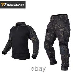 Chemise et pantalon de combat tactique avec genouillères, uniforme de combat militaire en tenue de sport