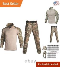 Costume Militaire Tactique pour Homme avec T-shirt de Combat, Pantalons et Genouillères Camouflage