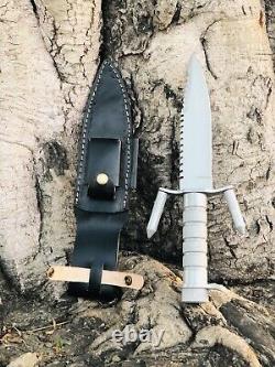 Couteau de combat militaire Bowie à lame fixe en acier inoxydable fabriqué à la main