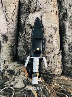 Couteau de combat militaire Bowie à lame fixe en acier inoxydable fabriqué à la main