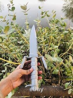 Couteau de combat militaire Bowie à lame fixe en acier inoxydable fabriqué à la main