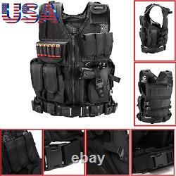 Gilet Militaire Tactical Plate Carrier Holster Police Molle Assault Combat Gear