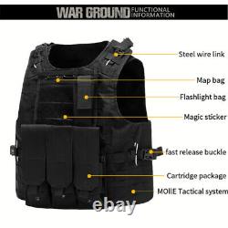 Gilet Tactique Militaire Molle Airsoft Combat Assault Army Plate Carrier Holder