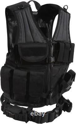 Gilet tactique militaire MOLLE à extraction croisée réglable SWAT pour combat avec ceinture de service