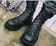 Hommes Mid Calf Bottes Dentelle Vers Le Haut Combat Mode Militaire Punk En Cuir Chaussures Tactiques