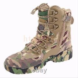 Hommes Militaires Imperméable Armée Camouflage Tactique Chaussures Suede Bottes De Chasse À La Cheville