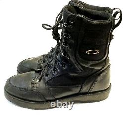 Hommes Oakley Black Leather Tactical Boots Sz 10.5 Patrouille Militaire Avec Des Icônes D'or