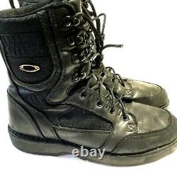 Hommes Oakley Black Leather Tactical Boots Sz 10.5 Patrouille Militaire Avec Des Icônes D'or