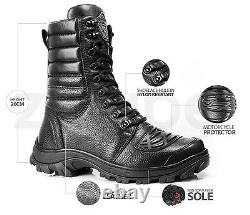 Mens Combat Boots Genuine Leather Black Hunt Tactique Moto Military Biker