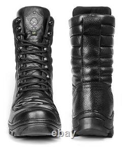 Mens Combat Boots Genuine Leather Black Hunt Tactique Moto Military Biker