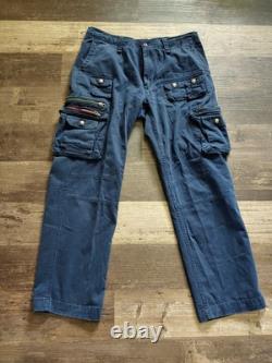 Pantalons de combat militaires Polo Ralph Lauren bleu cargo poche chino 36x32 pour hommes