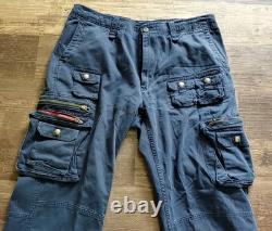 Pantalons de combat militaires Polo Ralph Lauren bleu cargo poche chino 36x32 pour hommes