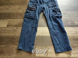 Pantalons de combat militaires Polo Ralph Lauren bleu cargo poche chino 36x32 pour hommes