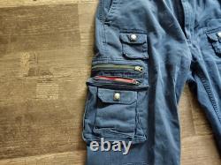 Pantalons de combat militaires Polo Ralph Lauren bleu cargo poche chino 36x32 pour hommes