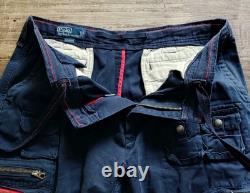 Pantalons de combat militaires Polo Ralph Lauren bleu cargo poche chino 36x32 pour hommes