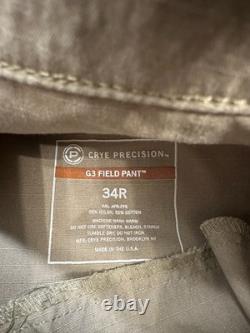 Pantalons de terrain Crye Precision G3 pour hommes 34R Cargo Combat militaire tactique Khaki