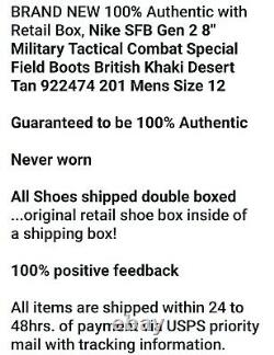 Sz 12 Nike Sfb Gen 2 8 Combat Tactique Militaire Bottes De Campagne Spéciales Desert Tan